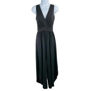 Fraiche by J Black Wide Leg Jumpsuit V-Neck Sleeveless Capri Jersey Small